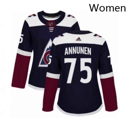 Womens Adidas Colorado Avalanche 75 Justus Annunen Premier Navy Blue Alternate NHL Jersey